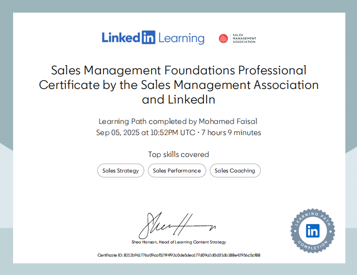 Certified From Sales Management Association